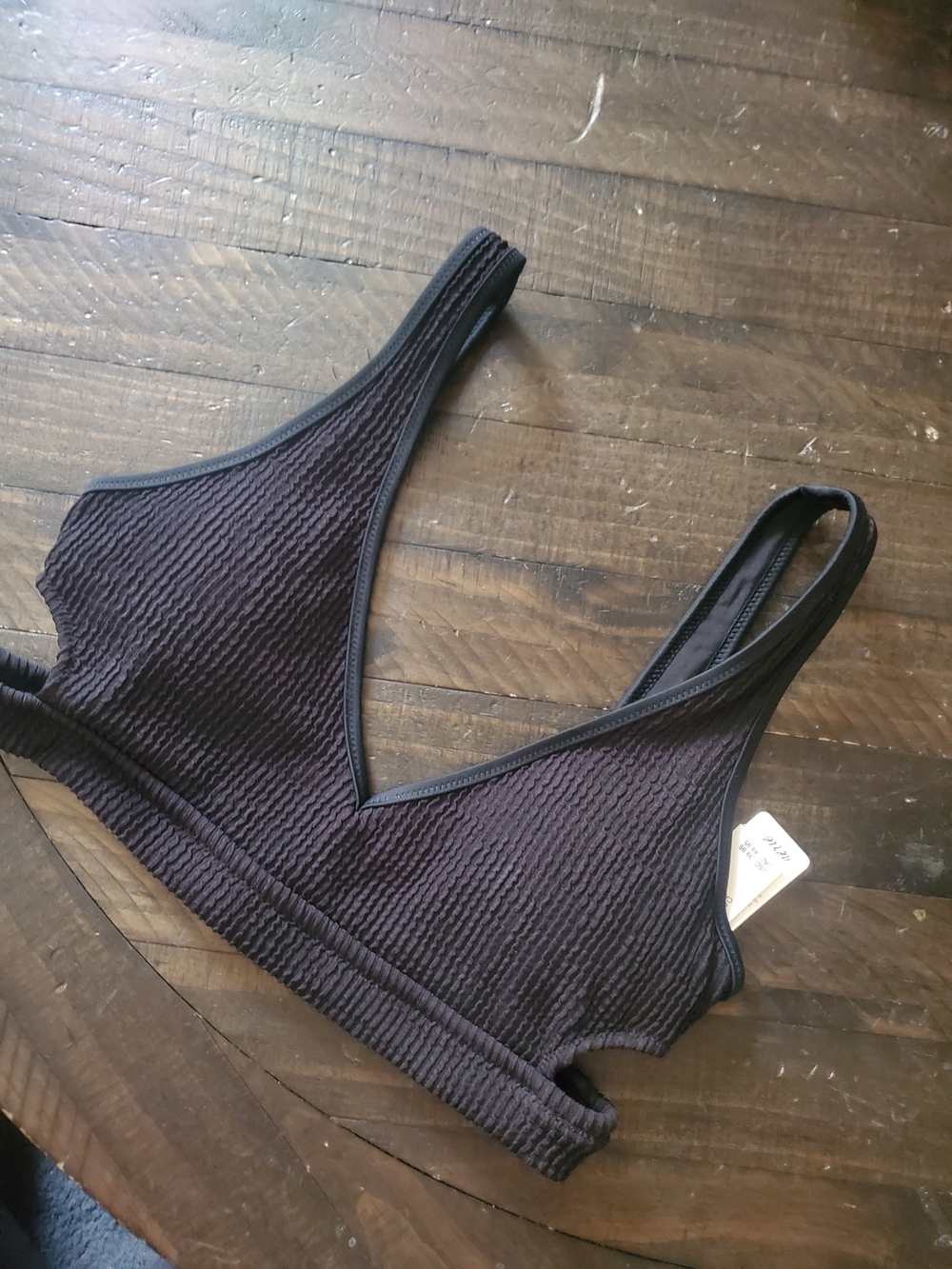 aerie Ribbed Deep V Bralette - Black